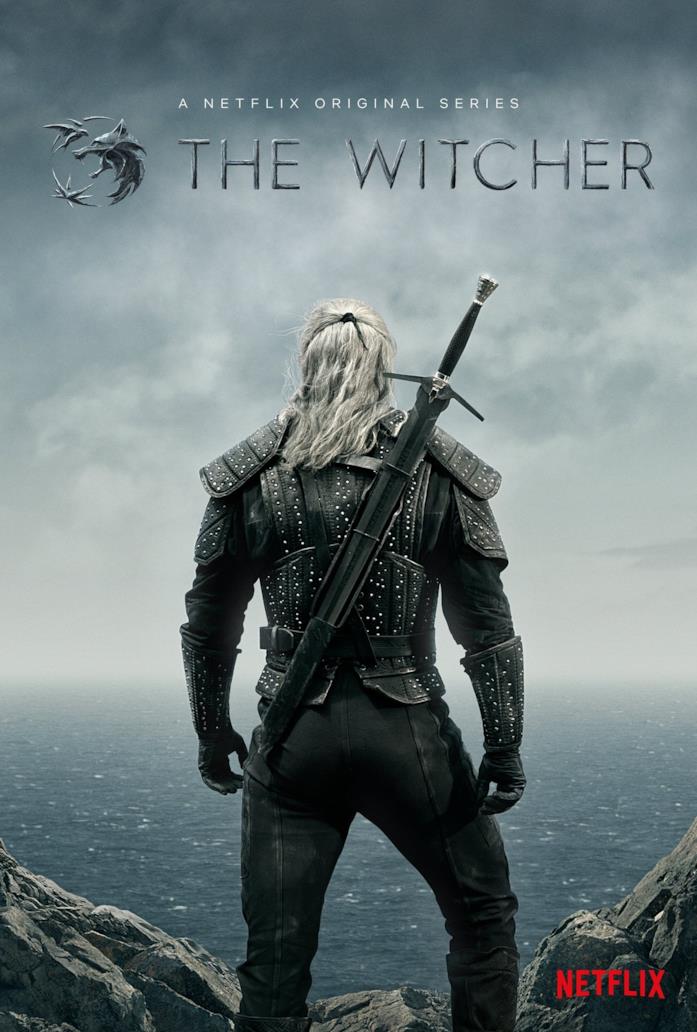 Il poster di The Witcher Henry Cavill di spalle nella locandina di The Witcher