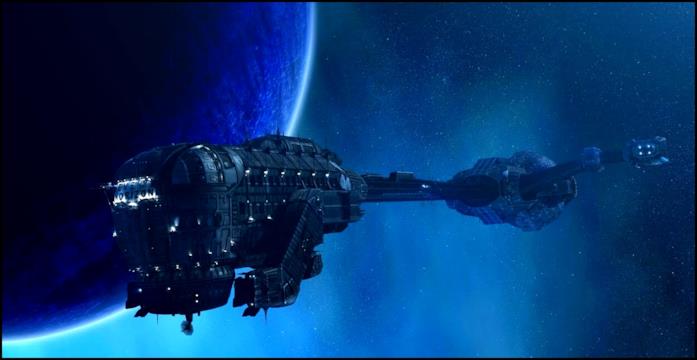 La terribile Event Horizon, astronave protagonista del film L'astronave Event Horizon nel film Punto di Non Ritorno