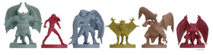 Disney Gargoyles: Awakening, le pedine Le sei pedine del gioco con le fattezze dei Gargoyles e di Eliza Maza