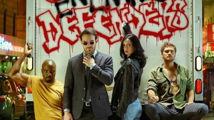 Un primo piano dei Difensori in un'immagine promozionale della serie Netflix