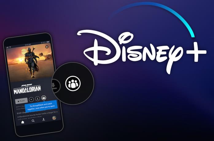 A sinistra la scheda di The Mandalorian su Disney+; a destra il logo di Disney+