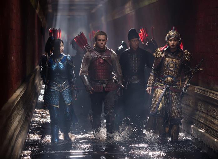 Una scena di The Great Wall TianJing, Matt Damon, Andy Lau e Cheney Chen