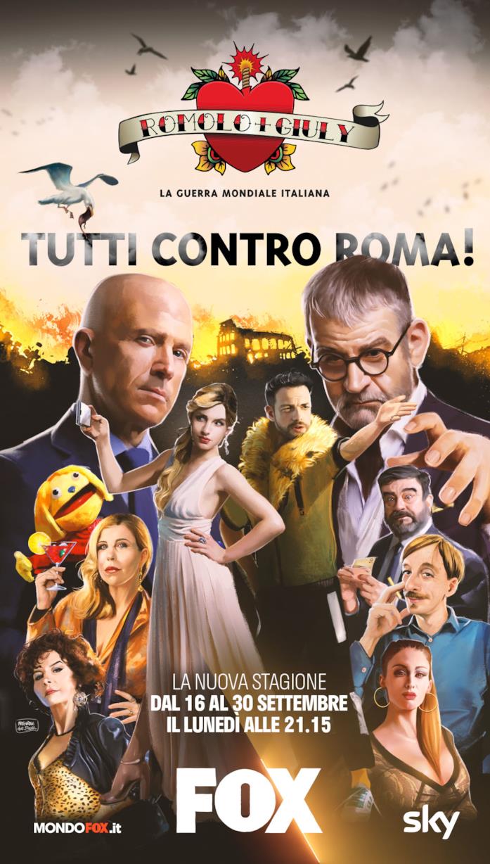 Il poster di Romolo + Giuly stagione 2 Il poster per la seconda stagione di Romolo e Giuly: la guerra mondiale italiana