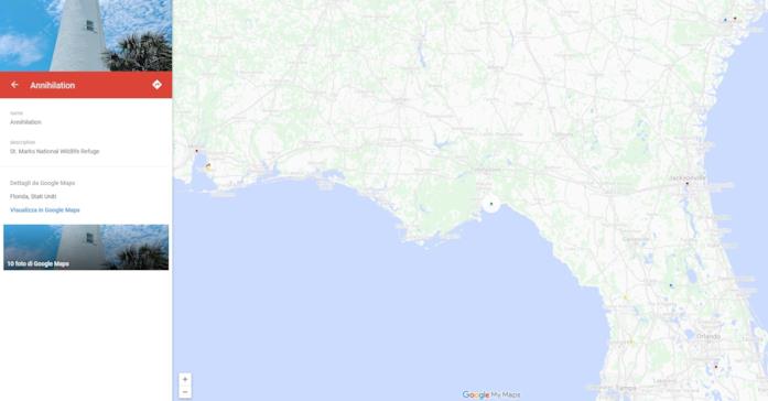 La mappa con le location dei film horror più famosi: St. Marks National Wildlife Refuge La mappa del St. Marks National Wildlife Refuge in Florida