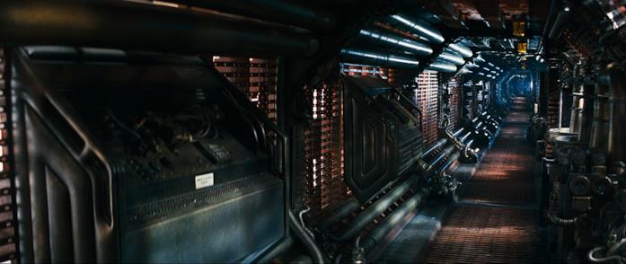 L'interno dell'astronave Nostromo Uno dei corridoi della Nostromo
