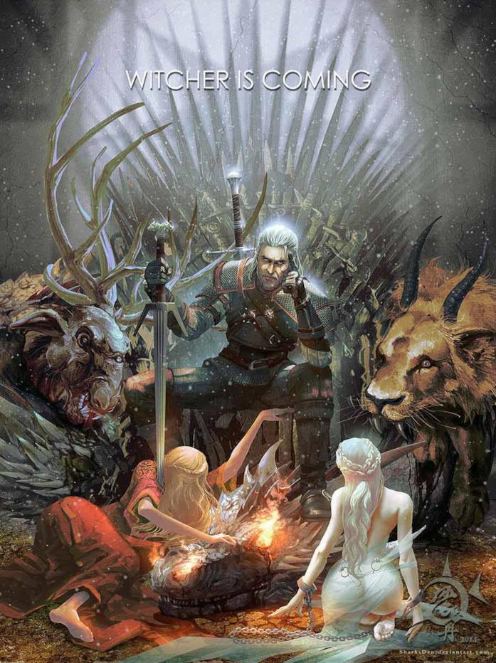 The Witcher e il Trono di Spade Geralt seduto sul Trono di Spade