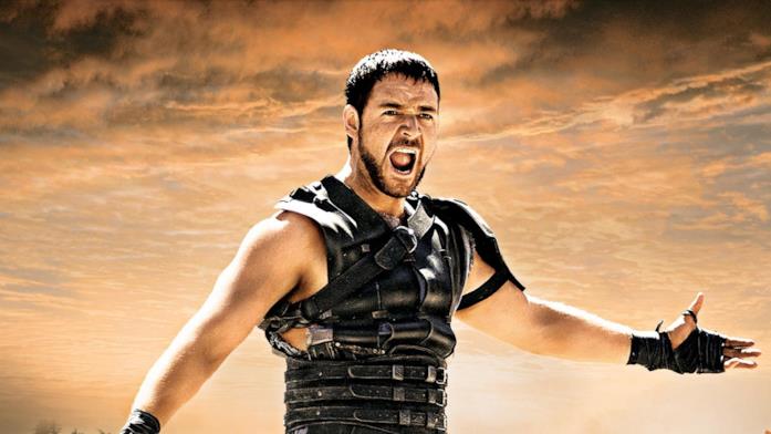 Il Gladiatore in 4K Ultra HD Primo piano di Russell Crowe ne Il Gladiatore