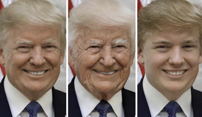 Il Presidente USA Donald Trump ritoccato con FaceApp