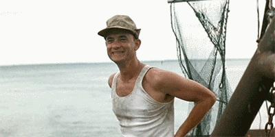 Forrest Gump Tom Hanks sul peschereccio di Forrest Gumop