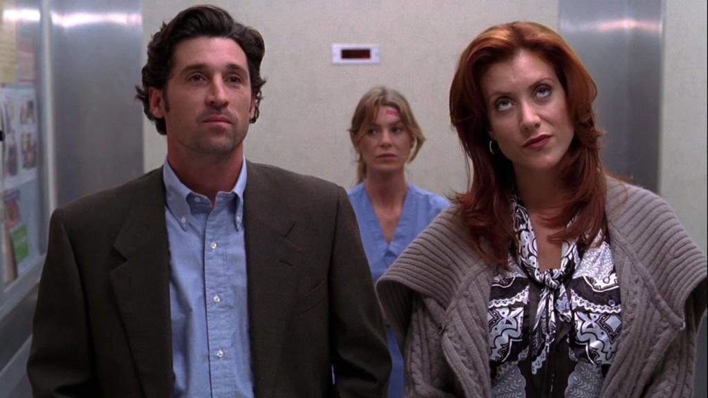 Derek, Addison e Meredith in una scena di Grey's Anatomy