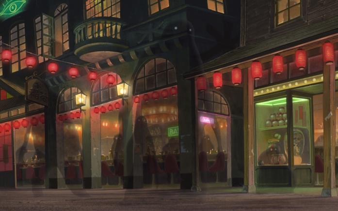 La città incantata La città incantata che dà il nome al film prende vita al calare della notte