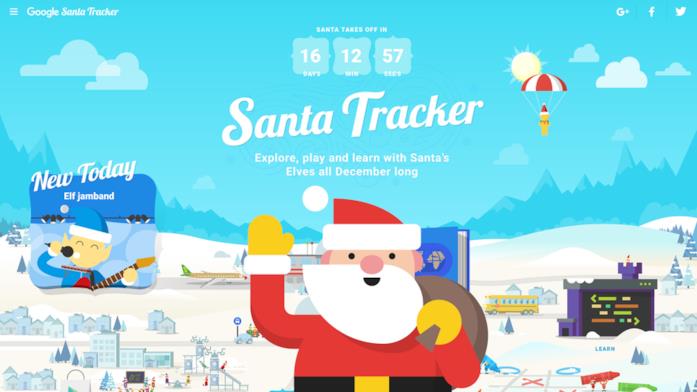 L'homepage di Google Santa Tracker