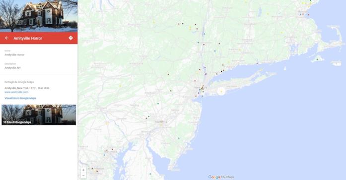 La mappa con le location dei film horror più famosi: Amityville La mappa della casa al 112 Ocean Avenue di New York