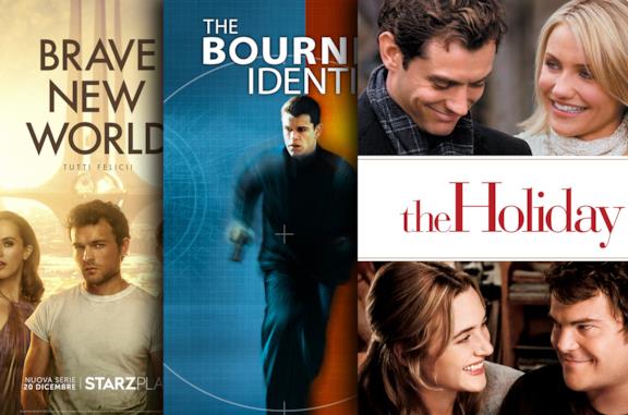 Da sinistra le locandine di: Brave New World, The Bourne Identity, The Holiday