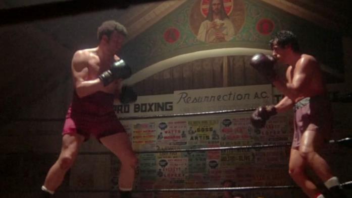 Rocky, il primo incontro del film del 1976 Rocky vs Spider Rico sul ring del primo film