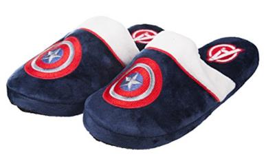 Adulti Ufficiale Supereroe Marvel Capitan America Peluche Slip On Avengers Mule pantofole, Blu, M