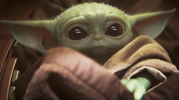 Baby Yoda nel pilot di The Mandalorian su Disney+ The Mandalorian, un primo piano di Baby Yoda/The Child