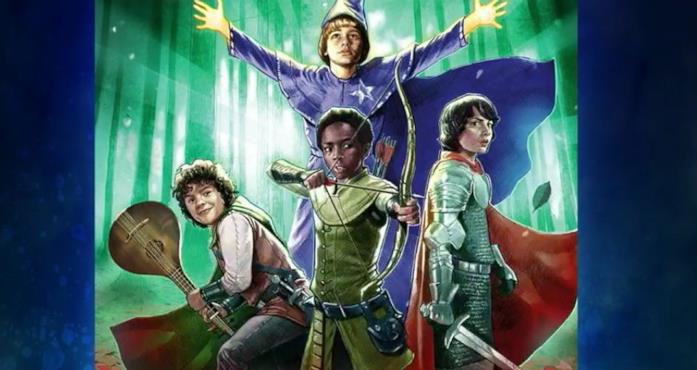 Immagine promozionale di Stranger Things and Dungeons and Dragons Immagine promozionale di Stranger Things and Dungeons and Dragons, in cui i ragazzi impersonano i propri personaggi D&D