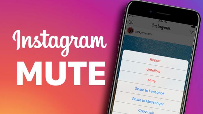 Primo piano del display di uno smartphone che mostra la nuova funzione di Instagram chiamata Mute