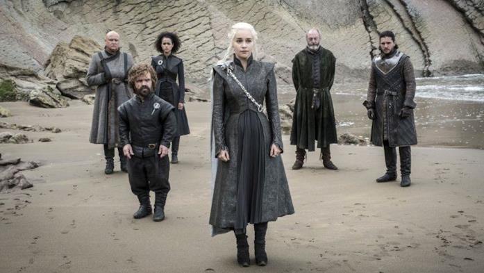 Daenerys in compagnia di Jon Snow, Tyrion e i suoi alleati
