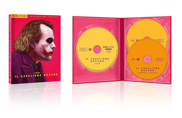 Cofanetto Blu-ray de Il Cavaliere Oscuro Joker nella copertina del cofanetto Blu-ray de Il Cavaliere Oscuro