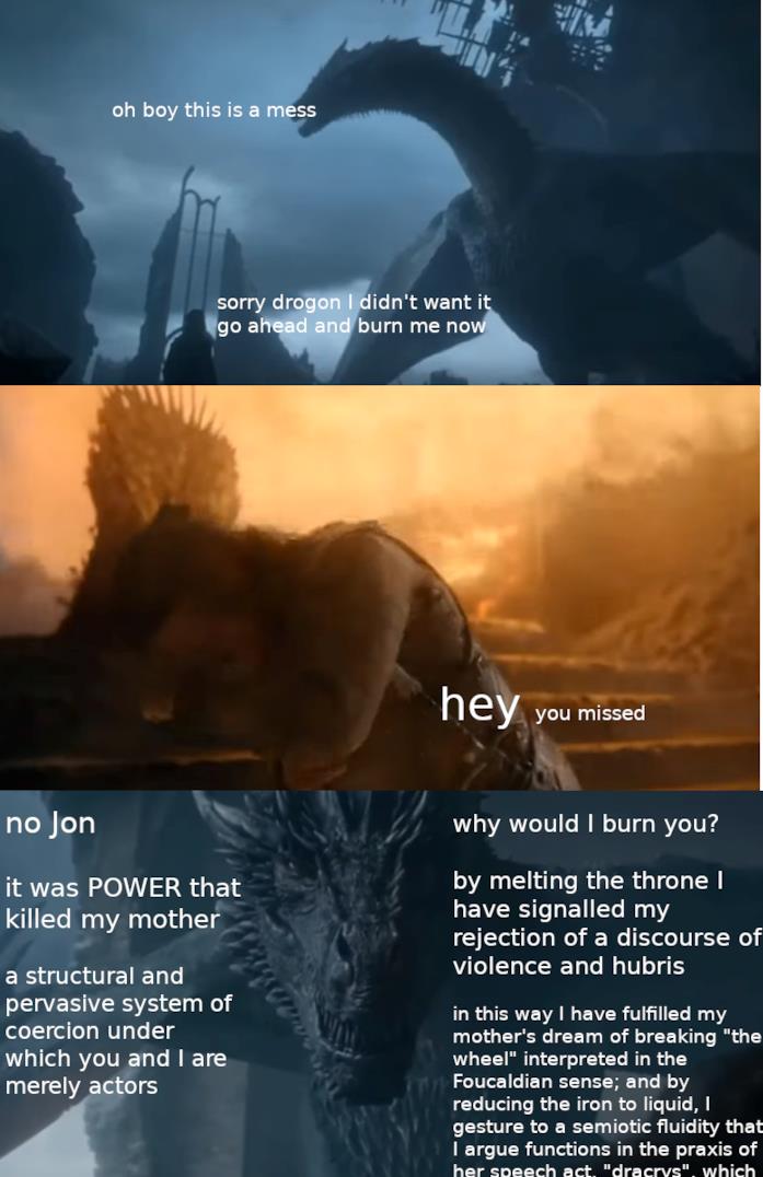 Game of Thrones 8: i meme su Drogon e la sua decisione Una vignetta con le immagini di Game of Thrones 8x06
