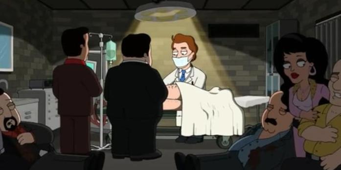 Bryan Cranston doppia il Dr. Fist nella serie TV The Cleveland Show Il Dr. Fist nella serie TV animata The Cleveland Show mentre opera il suo paziente