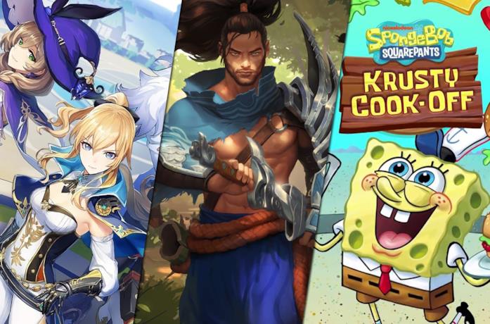 Da sinistra: Genshin Impact, Legends of Runeterra, SpongeBob