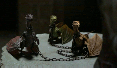 un'immagine dei tre draghi di Daenerys in Game of Thrones