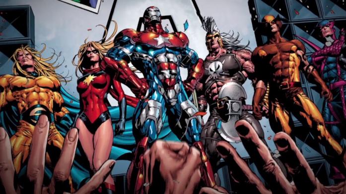 Iron Man e Capitan Marvel nella copertina del fumetto Dark Avengers