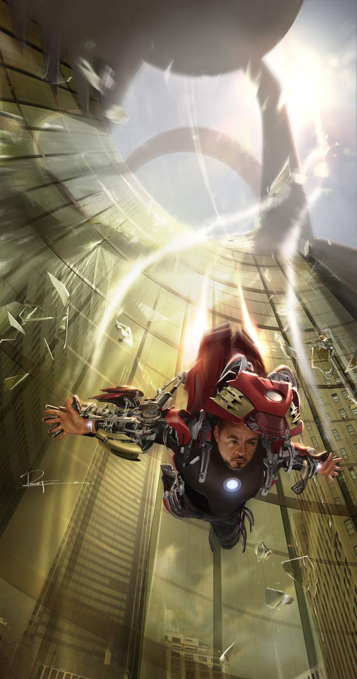 The Avengers: i concept art del film Tony Stark in volo dalla Stark Tower