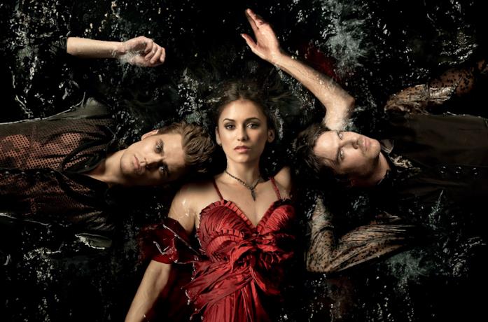 Paul Weasley, Nina Dobrev, Ian Somerhalder in una foto di The Vampire Diaries