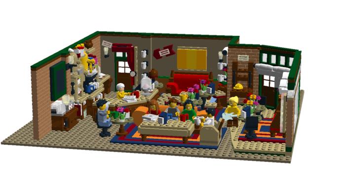 Progetto grafico del set LEGO Central Perk Coffe di Friends Primo piano del progetto grafico del set LEGO Central Perk Coffee di Friends