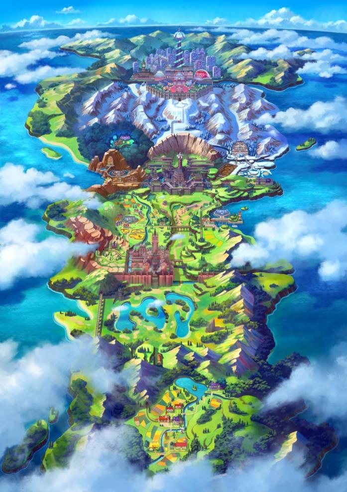 Pokémon Spada e Scudo sarà ambientato nella regione di Galar Un concept art del mondo di gioco di Pokémon Spada e Scudo
