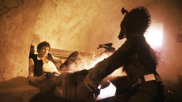Han Solo e Greedo nell'iconica scena di Una nuova speranza