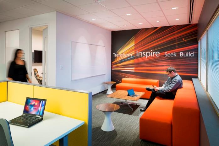 Gli uffici della sede di Microsoft a Hartford Interni degli uffici di Microsoft a Hartford