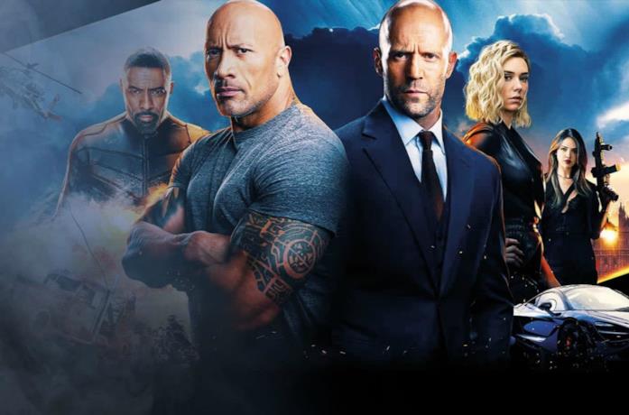 Un'immagine di Dwayne Johnson e Jason Statham nel poster di Hobbs and Shaw