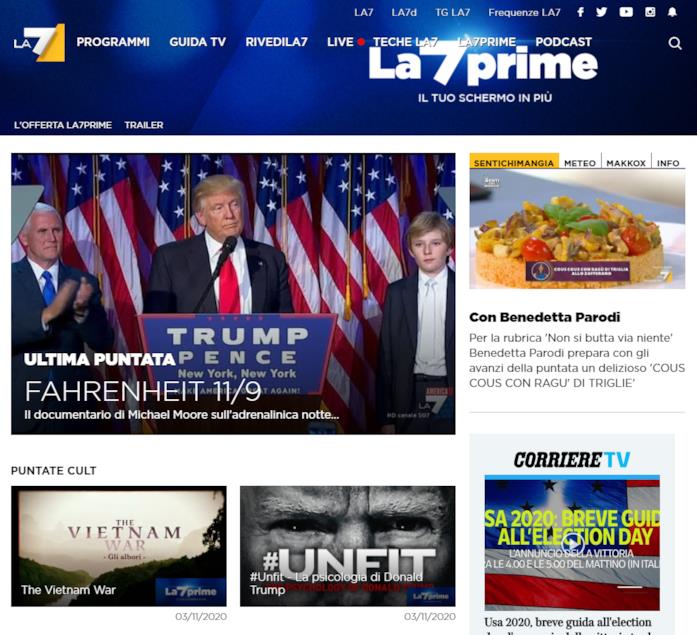 La prima settimana di La7prime è dedicata all'Election Day USA 2020 La Home di La7prime del 4 novembre 2020