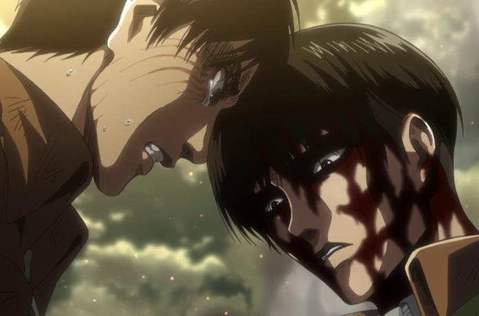 L'attacco dei giganti Eren e Levi si fronteggiano su chi debba essere salvato tra Armin e Erwin