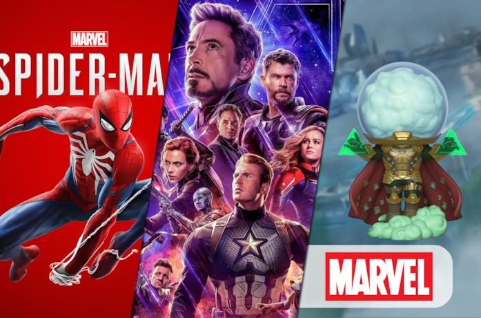 Da sinistra: Marvel's Spider-Man, Avengers: Endgame e Mysterio in versione Funko POP