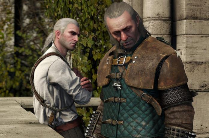 Geralt e Vesemir nel videogioco The Witcher 3: Wild Hunt