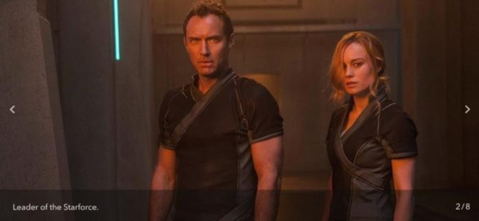 Captain Marvel, immagine dal film Jude Law e Brie Larson nel film Captain Marvel