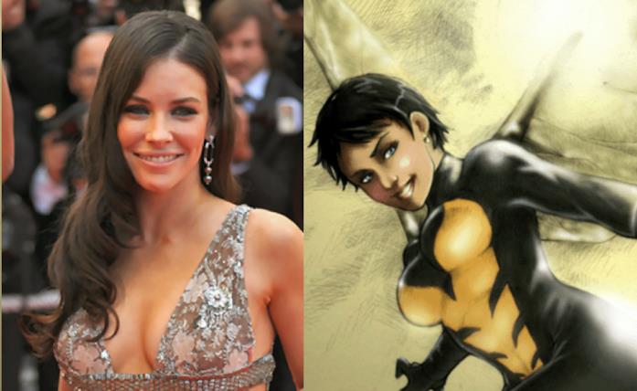 L'attrice Evangeline Lilly e Wasp (Janet van Dyne)
