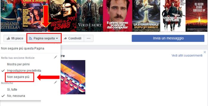Disattivare la funzione SEGUI di una Pagina Facebook