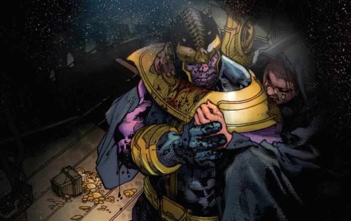 Thanos è l'amante della Morte Thanos e Lady Morte si bbracciano