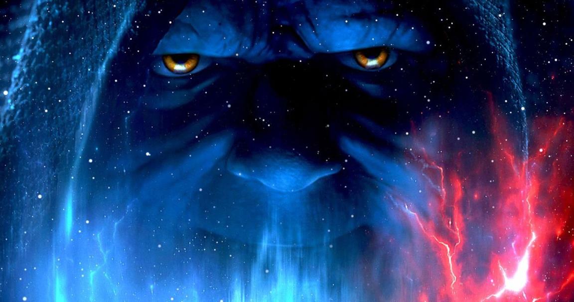 Un primo piano di Palpatine nel poster di Star Wars 9