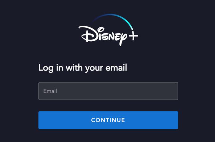 La schermata d'accesso a Disney+
