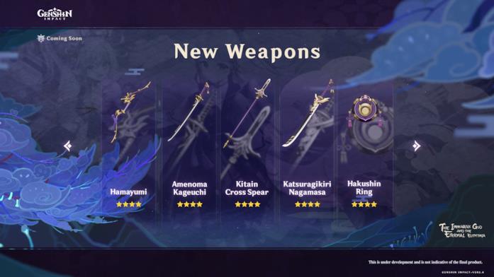 Genshin Impact 2.0, le nuove armi Le nuove armi che si possono forgiare con Genshin Impact 2.0