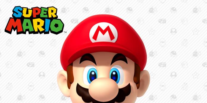 Una classica, rassicurante immagine di Super Mario con baffi e capelli