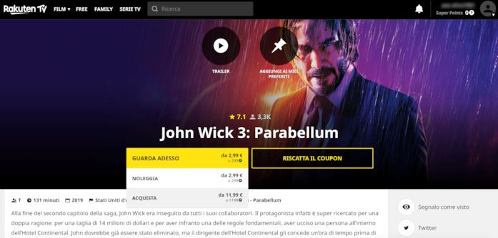 John Wick 3: Parabellum è su Rakuten TV La scheda di John Wick 3 - Parabellum su Rakuten TV